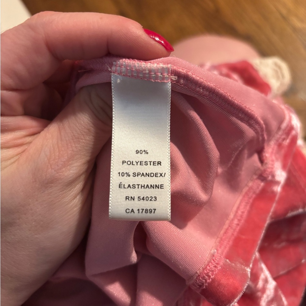 Banana Republic | Y2K Crushed Velvet Pink Tank Lace Trim Stretch Sz M - Picture 6 of 7